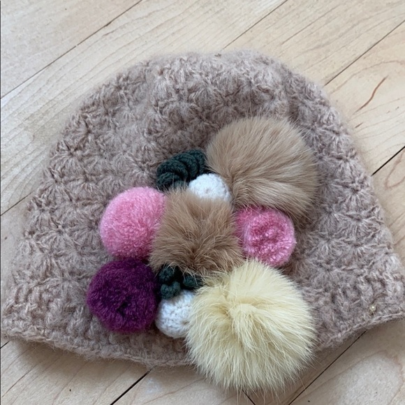 Kenneth Cole Rabbit fur Pom Pom hat - Picture 1 of 6